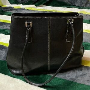 Mila Paoli Black Leather Tote Bag